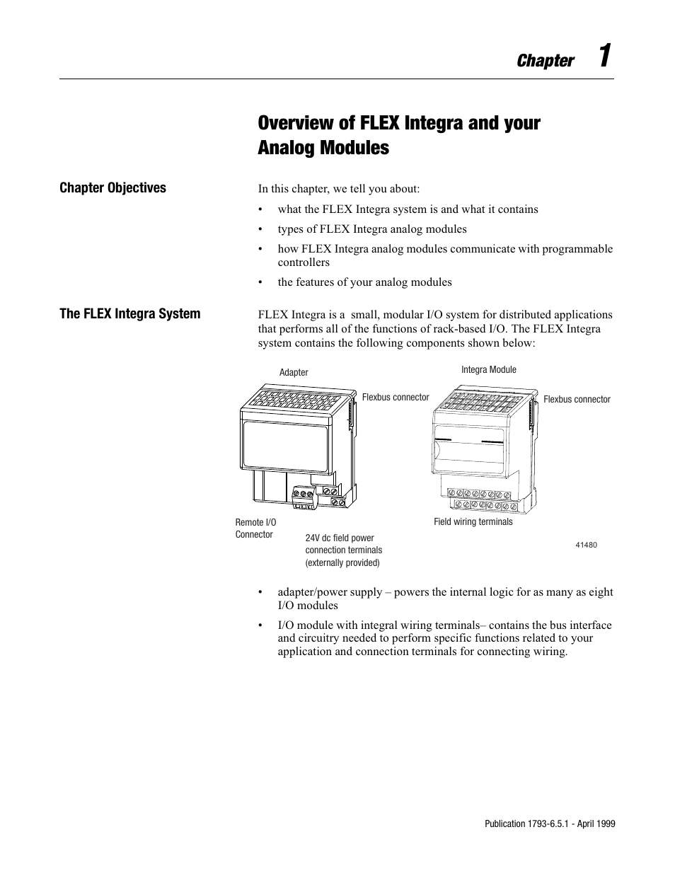 Overview of flex integra and your analog modules, Chapter | Rockwell Automation 1793-OE2S FLEX INTEGRA ANALOG MOD User Manual | Page 9 / 75