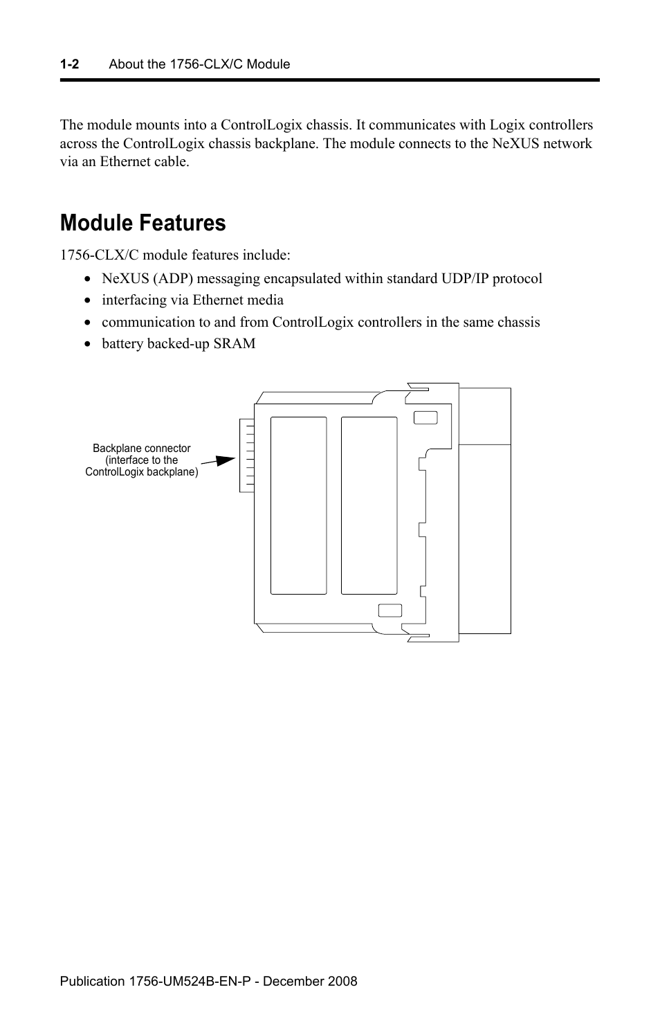 Module features, Module features -2 | Rockwell Automation 1756-NEX Nexus Module  User Manual | Page 14 / 98