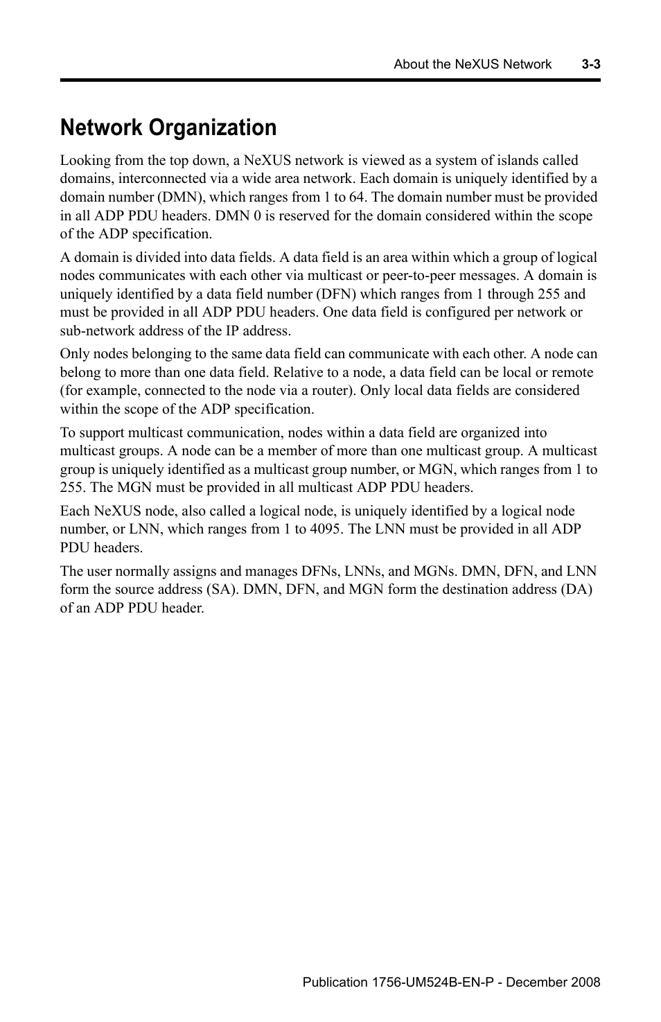 Network organization, Network organization -3 | Rockwell Automation 1756-NEX Nexus Module  User Manual | Page 29 / 98