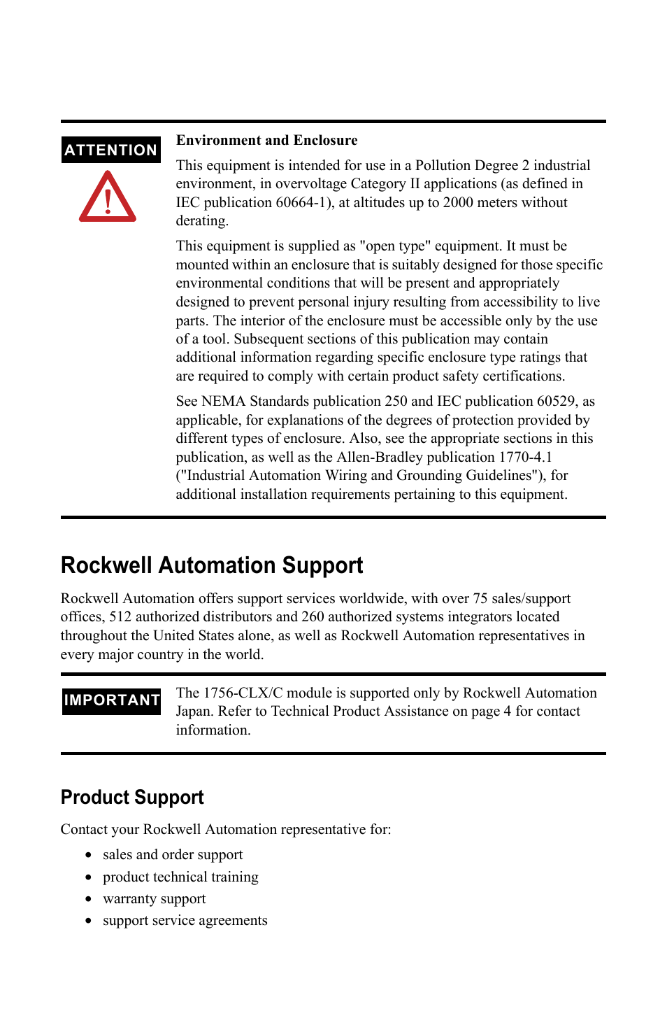 Rockwell automation support, Product support | Rockwell Automation 1756-NEX Nexus Module  User Manual | Page 3 / 98