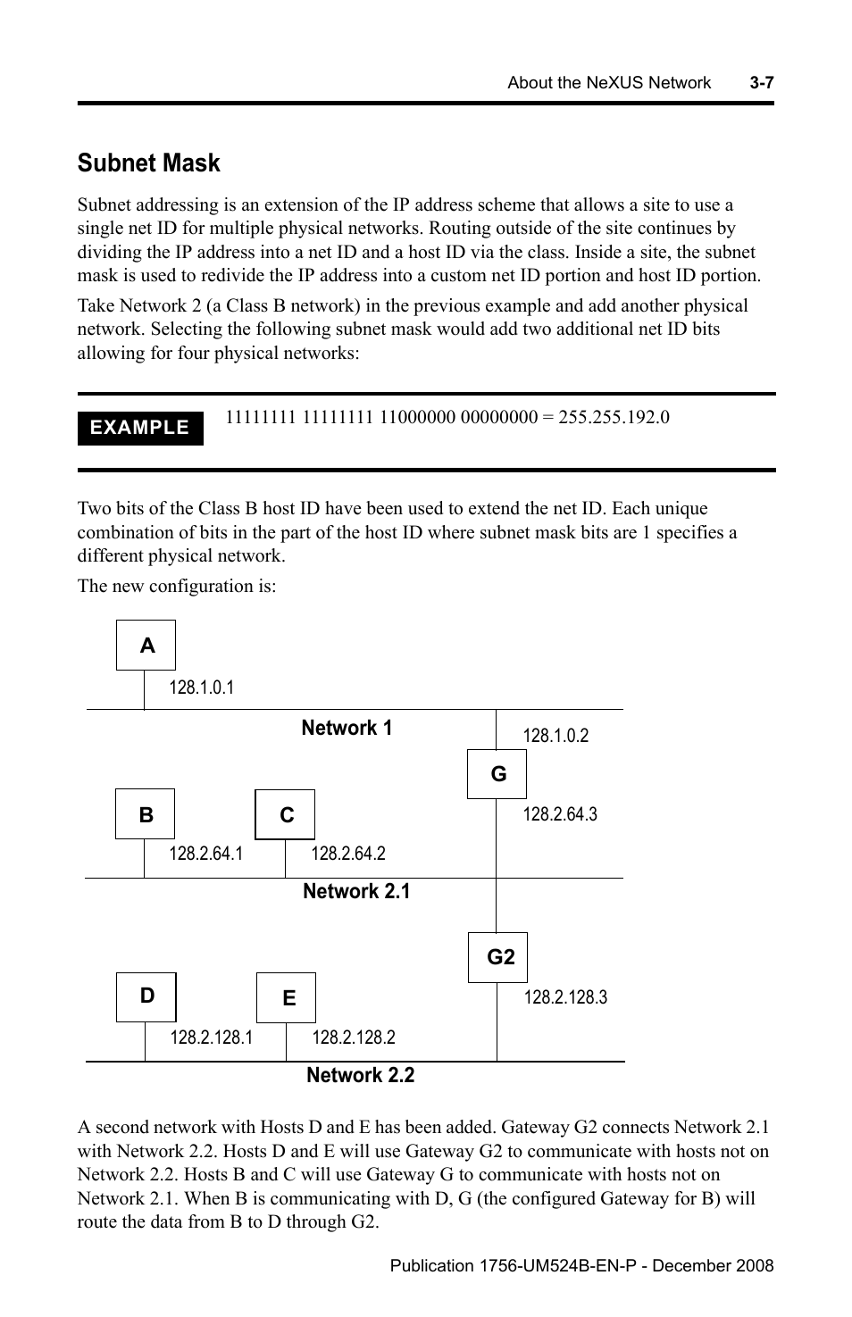 Subnet mask, Subnet mask -7 | Rockwell Automation 1756-NEX Nexus Module  User Manual | Page 33 / 98