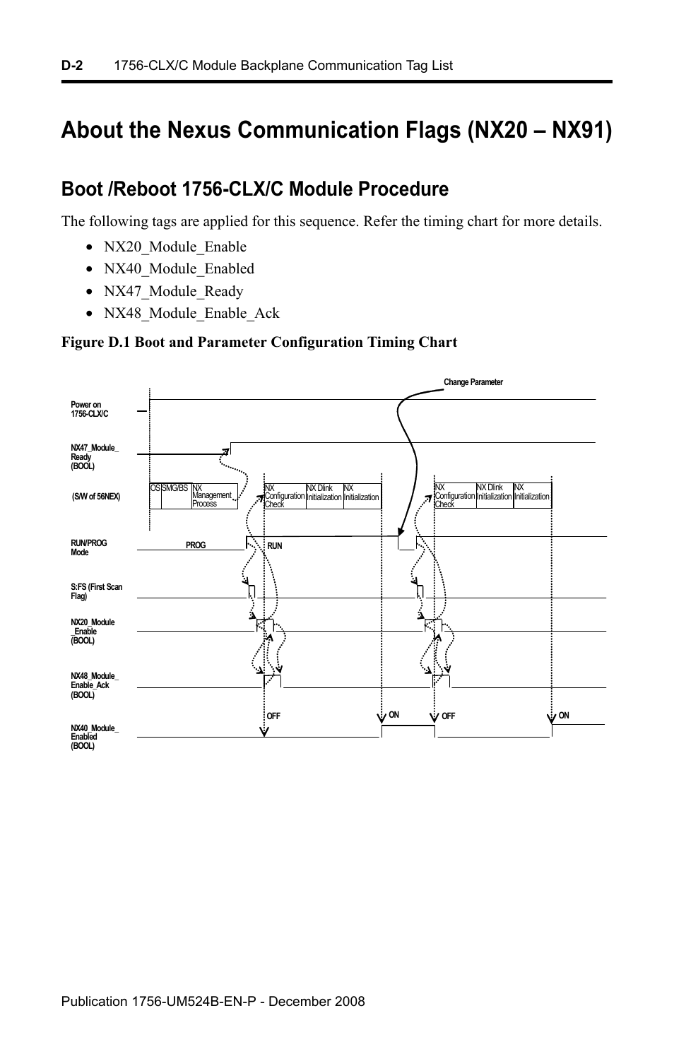 About the nexus communication flags (nx20 - nx91), Boot /reboot 1756-clx/c module procedure, About the nexus communication flags (nx20 – nx91) | Rockwell Automation 1756-NEX Nexus Module  User Manual | Page 60 / 98