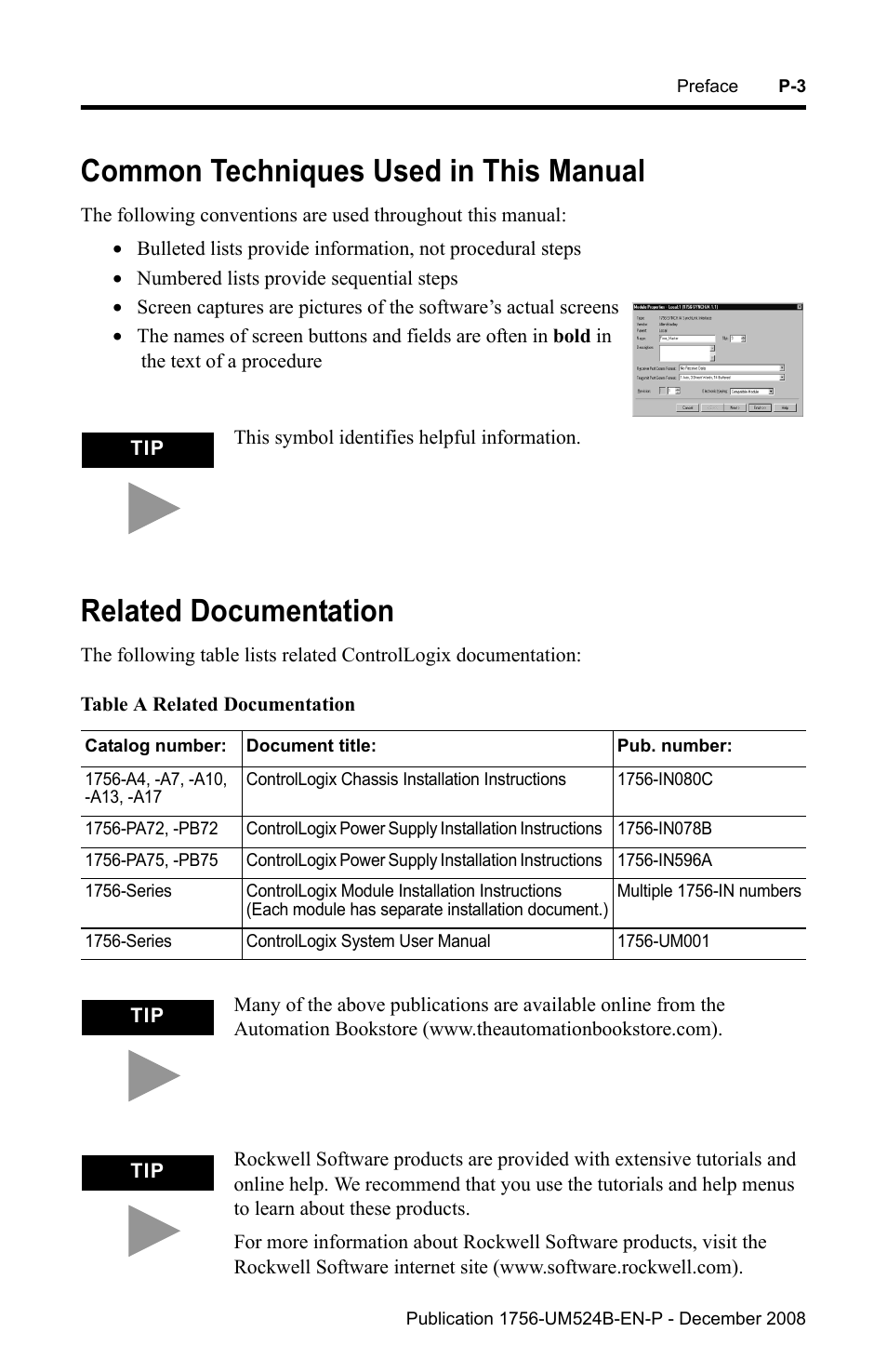 Common techniques used in this manual, Related documentation | Rockwell Automation 1756-NEX Nexus Module  User Manual | Page 7 / 98