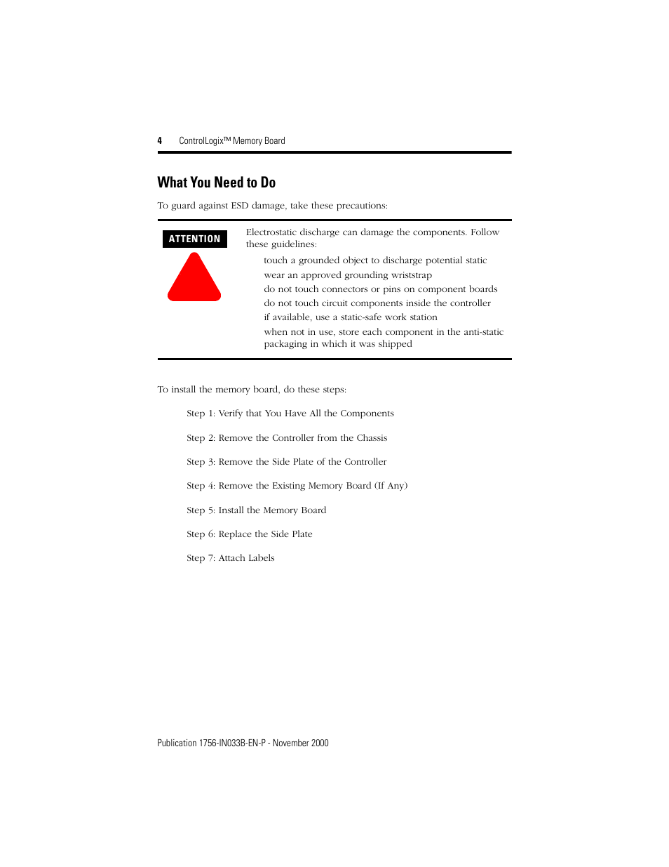 What you need to do | Rockwell Automation 1756-Mx  ControlLogix Memory Board Installation Instructions User Manual | Page 4 / 16