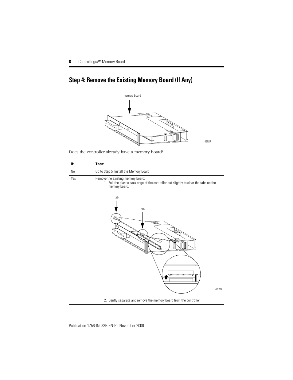 Step 4: remove the existing memory board (if any) | Rockwell Automation 1756-Mx  ControlLogix Memory Board Installation Instructions User Manual | Page 8 / 16