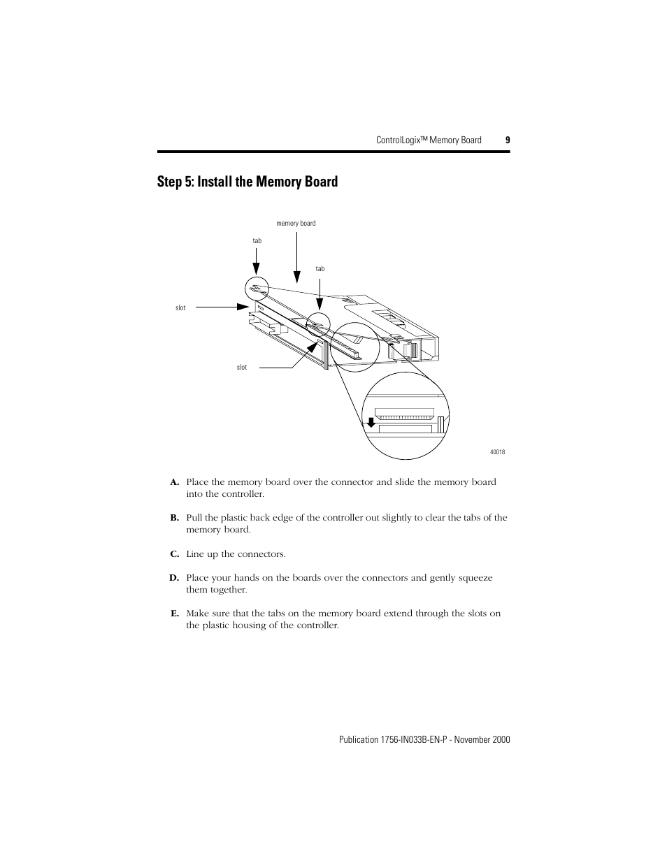Step 5: install the memory board | Rockwell Automation 1756-Mx  ControlLogix Memory Board Installation Instructions User Manual | Page 9 / 16