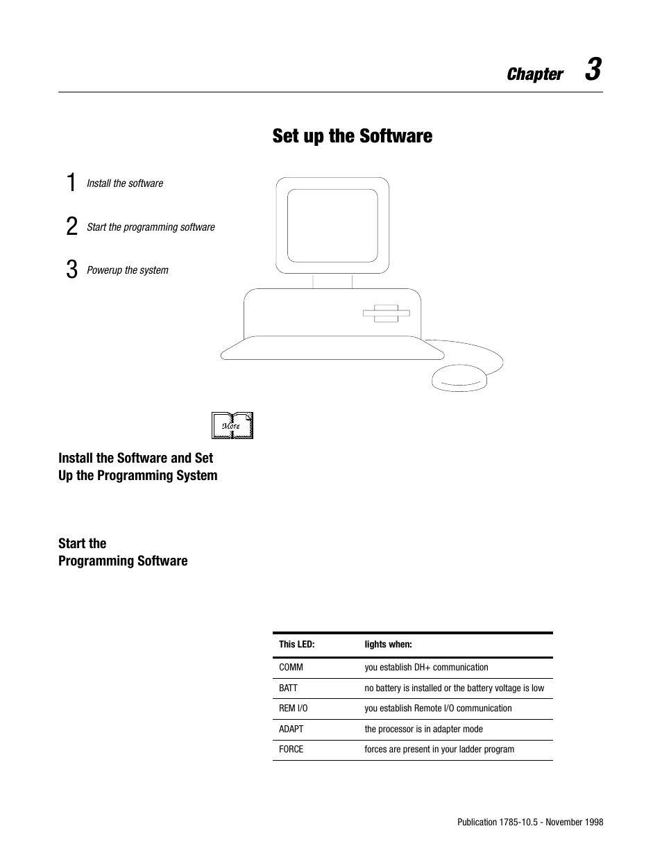 3 - set up the software, Start the programming software, Chapter 3) | Set up the software, Chapter | Rockwell Automation 1785-Lx0E,D178510.5 QUICK START ETHERNET PLC-9 User Manual | Page 17 / 29