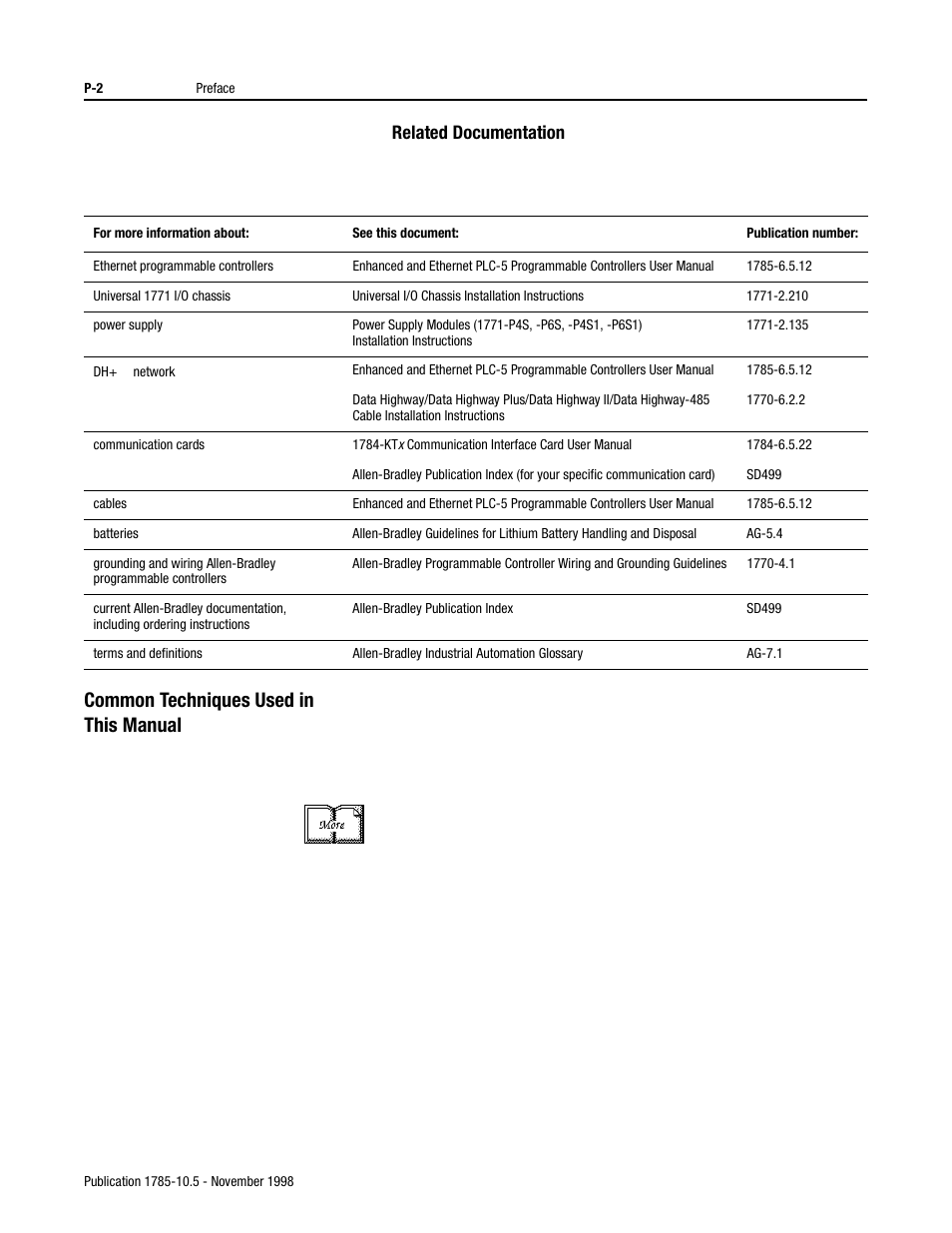 Common techniques used in this manual | Rockwell Automation 1785-Lx0E,D178510.5 QUICK START ETHERNET PLC-9 User Manual | Page 4 / 29