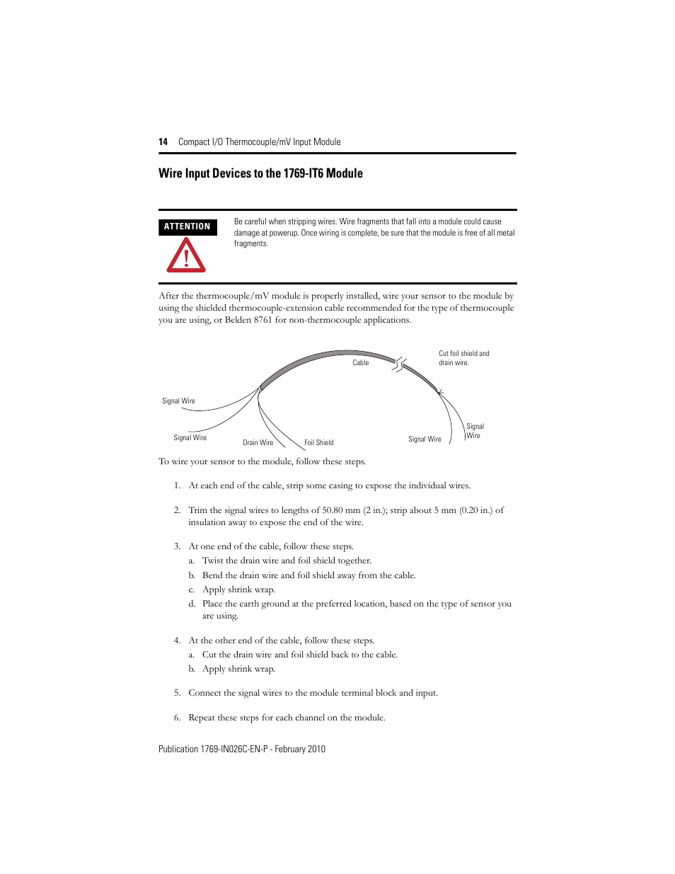 Rockwell Automation 1769-IT6 Compact I/O Thermocouple/mV Input Module User Manual | Page 14 / 24