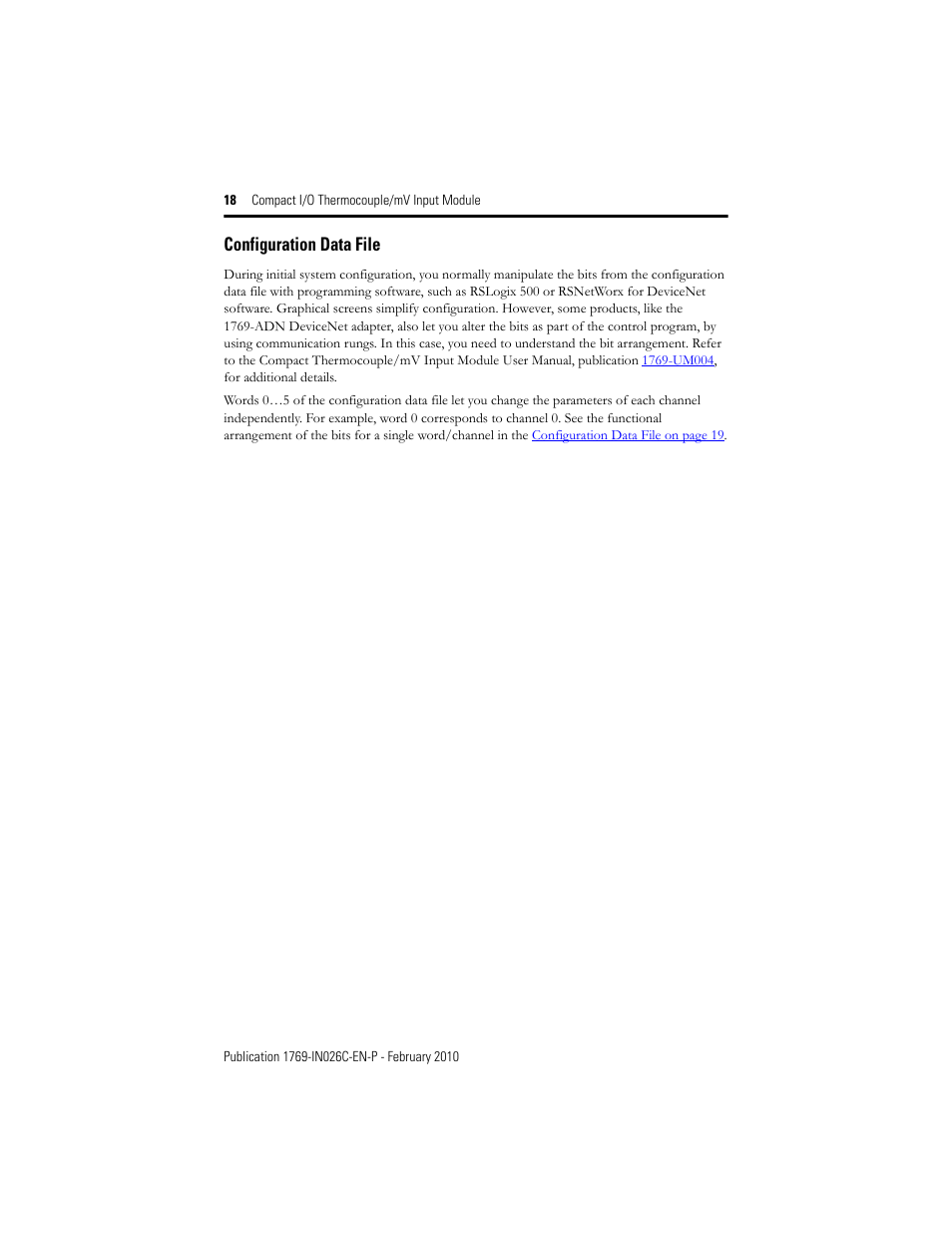 Configuration data file | Rockwell Automation 1769-IT6 Compact I/O Thermocouple/mV Input Module User Manual | Page 18 / 24