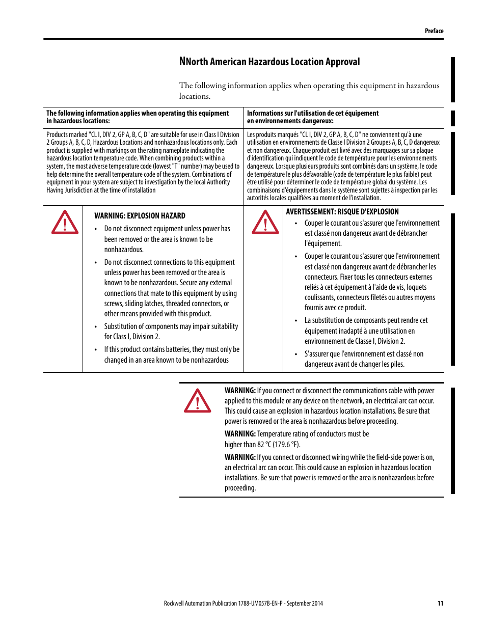 Nnorth american hazardous location approval, North american hazardous location approval | Rockwell Automation 1788-CN2FFR EtherNet/IP and ControlNet to FOUNDATION Fieldbus Linking Device User Manual | Page 13 / 104