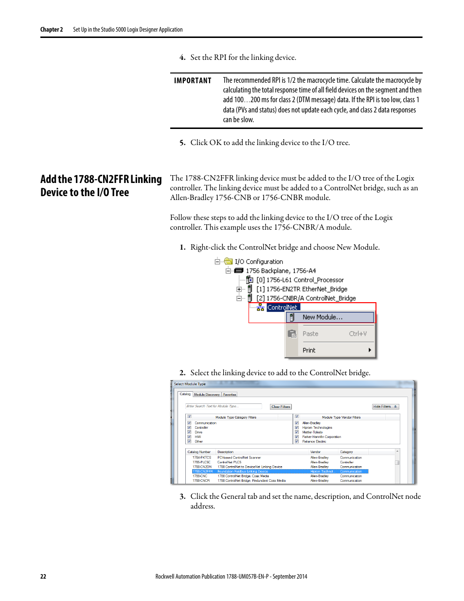 Add the 1788-cn2ffr linking device to the i/o tree | Rockwell Automation 1788-CN2FFR EtherNet/IP and ControlNet to FOUNDATION Fieldbus Linking Device User Manual | Page 24 / 104