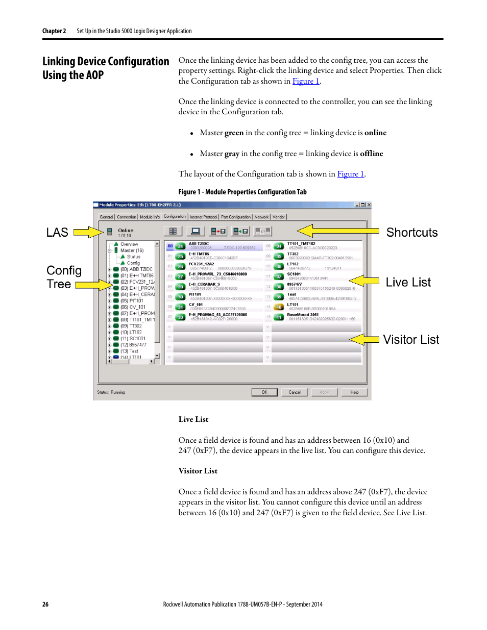 Linking device configuration using the aop | Rockwell Automation 1788-CN2FFR EtherNet/IP and ControlNet to FOUNDATION Fieldbus Linking Device User Manual | Page 28 / 104