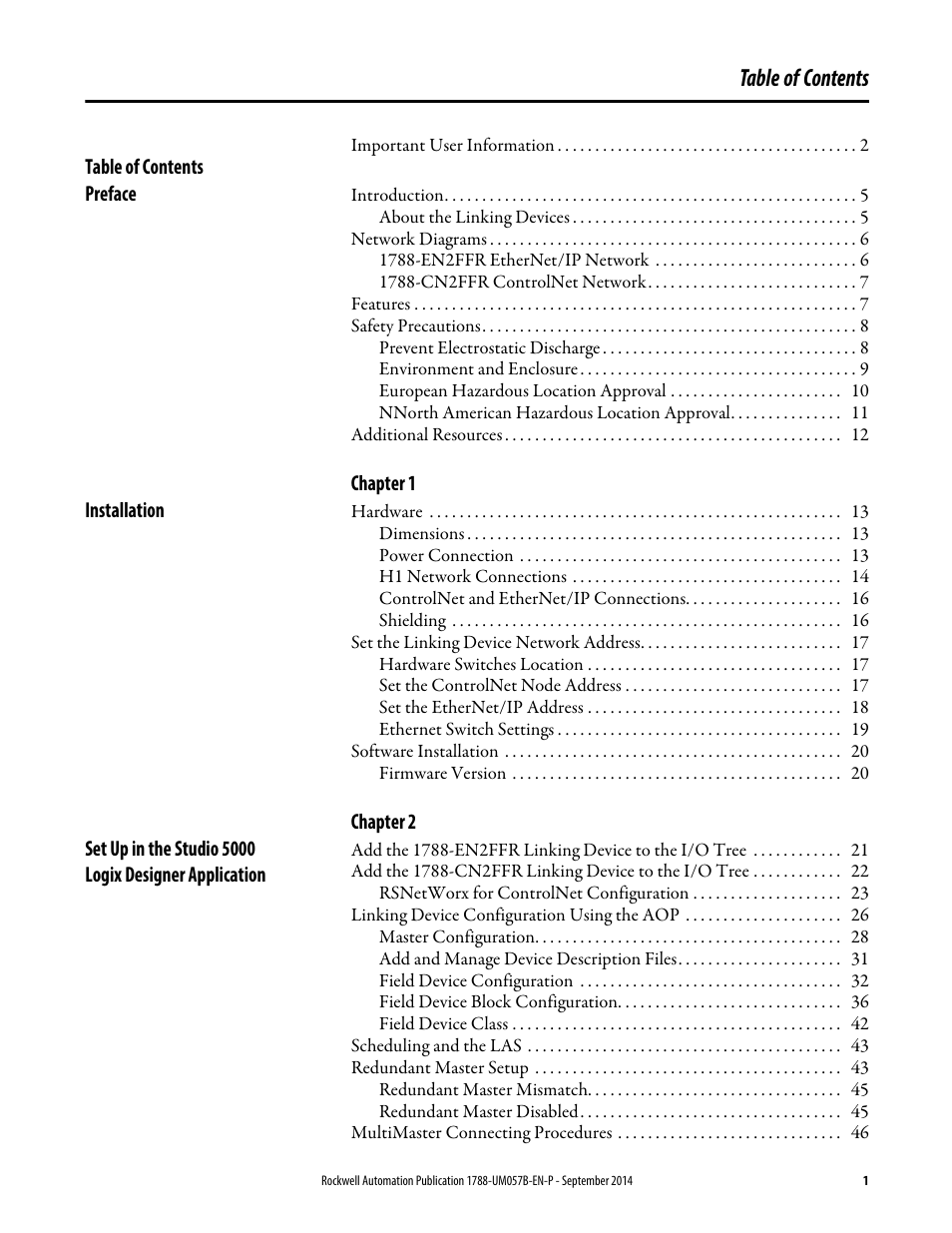 Rockwell Automation 1788-CN2FFR EtherNet/IP and ControlNet to FOUNDATION Fieldbus Linking Device User Manual | Page 3 / 104