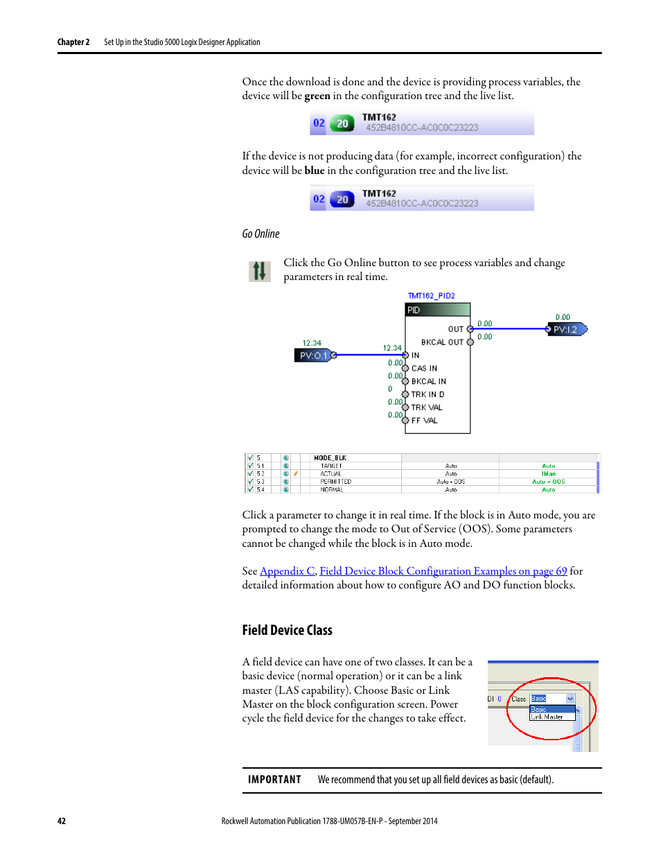 Field device class | Rockwell Automation 1788-CN2FFR EtherNet/IP and ControlNet to FOUNDATION Fieldbus Linking Device User Manual | Page 44 / 104