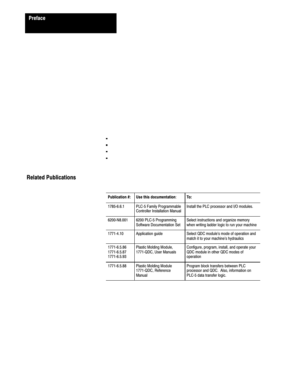 Related publications | Rockwell Automation 1771-QDC, D17716.5.85(Passport) MNL. PLASTIC MOLDING MODULE User Manual | Page 10 / 197