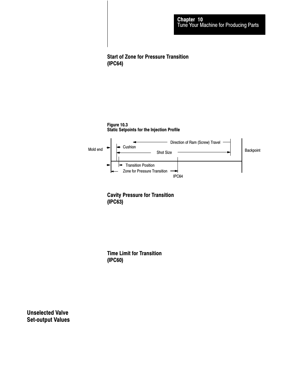 10ć13, Unselected valve setćoutput values | Rockwell Automation 1771-QDC, D17716.5.85(Passport) MNL. PLASTIC MOLDING MODULE User Manual | Page 159 / 197