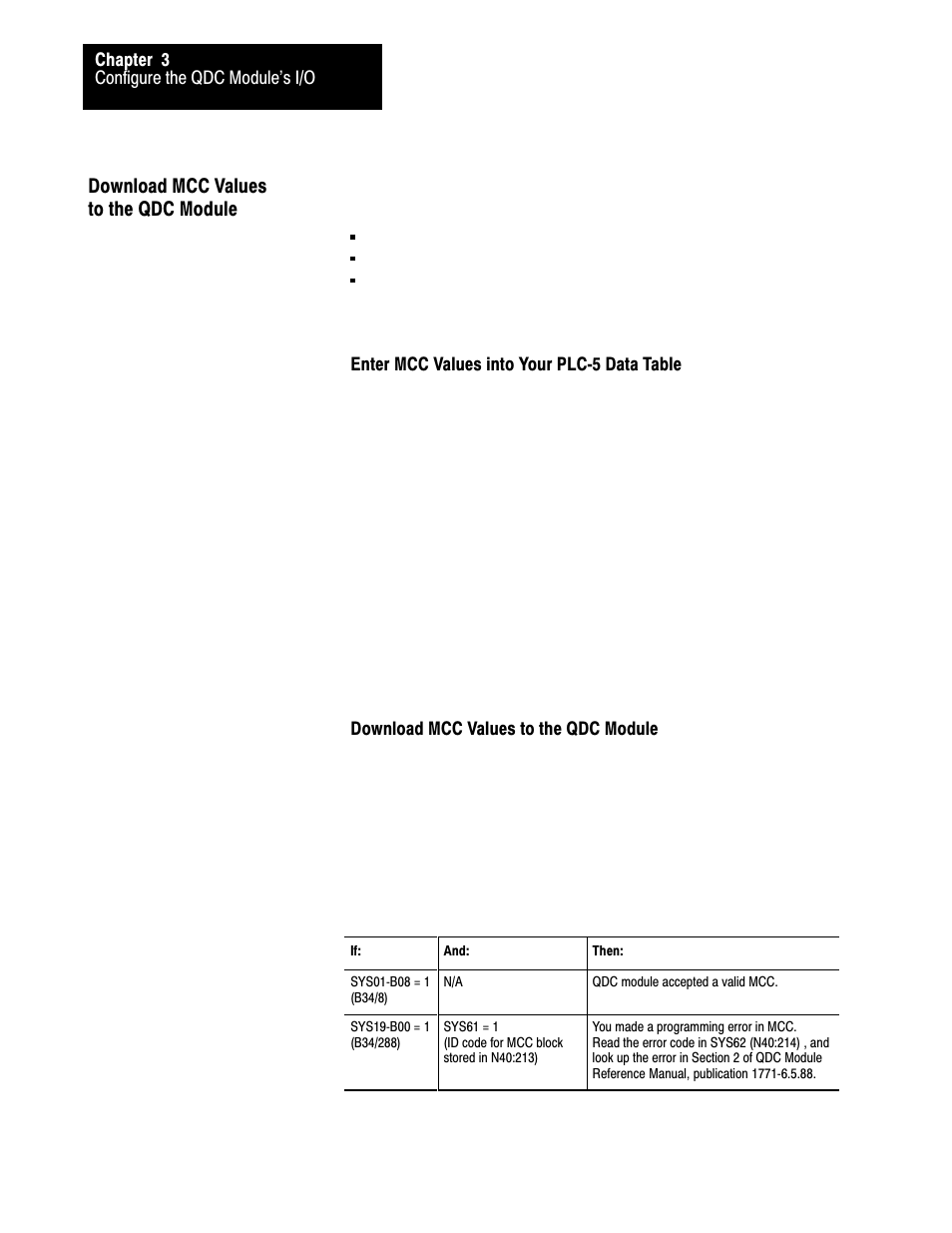 Download mcc values to the qdc module | Rockwell Automation 1771-QDC, D17716.5.85(Passport) MNL. PLASTIC MOLDING MODULE User Manual | Page 37 / 197