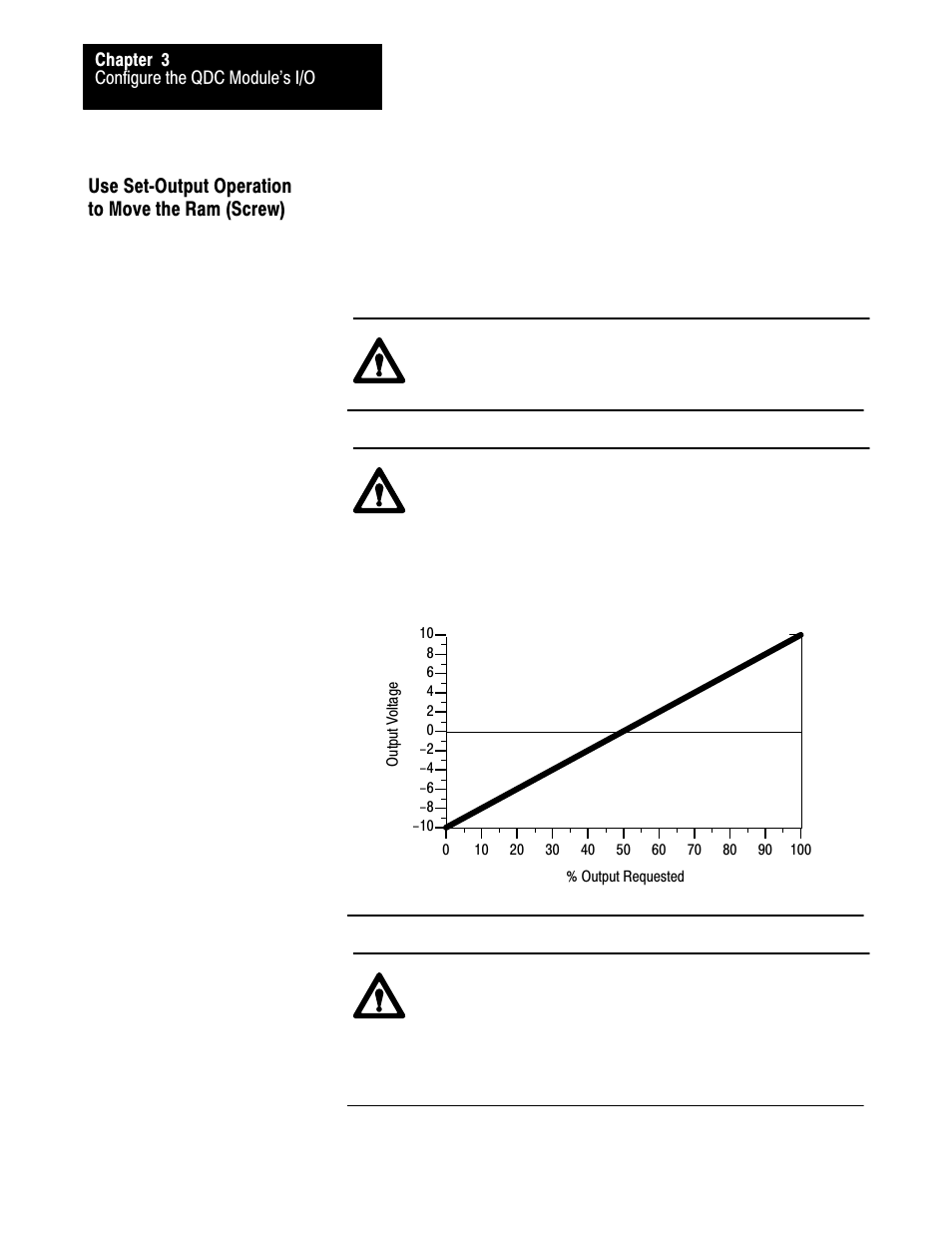 Use setćoutput operation to move the ram (screw) | Rockwell Automation 1771-QDC, D17716.5.85(Passport) MNL. PLASTIC MOLDING MODULE User Manual | Page 39 / 197