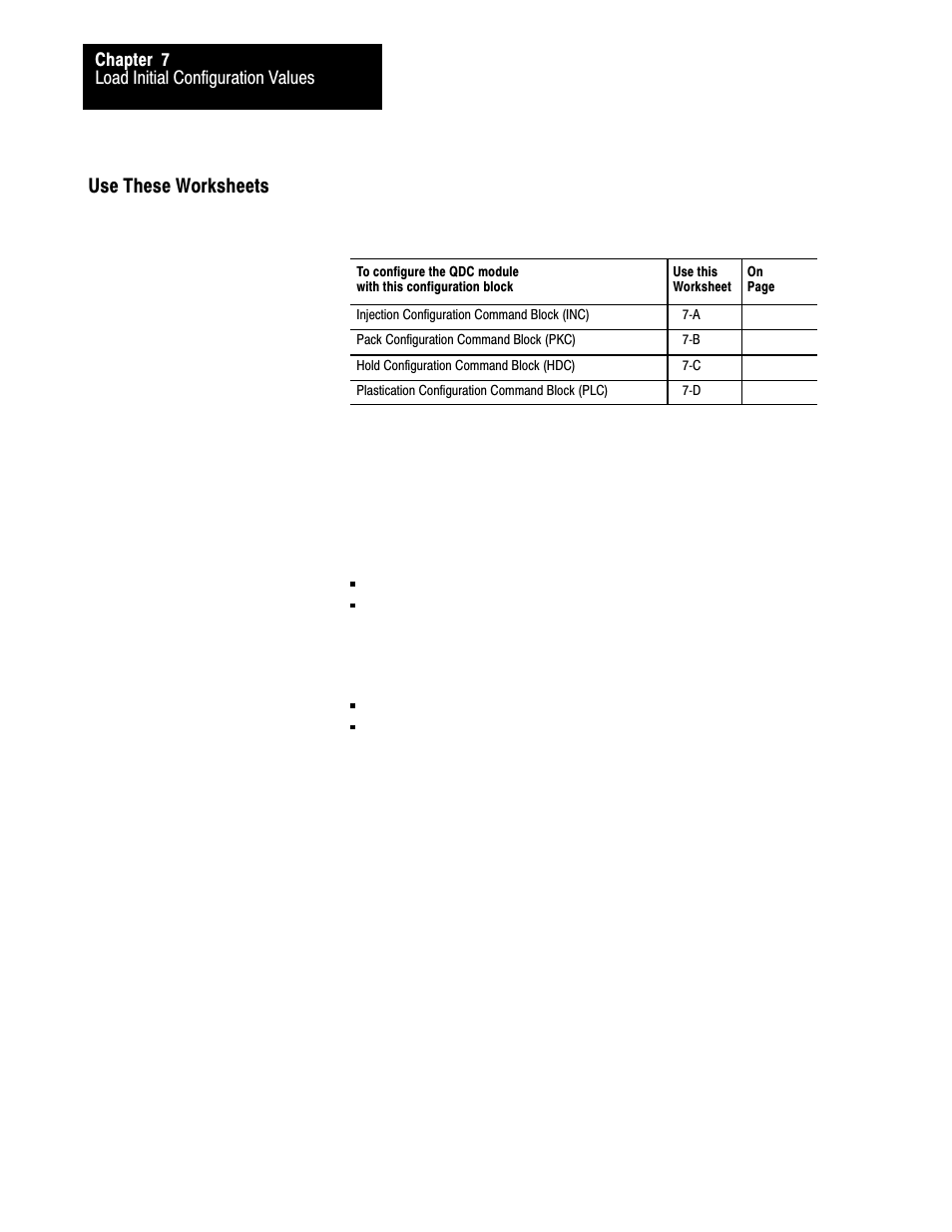 Use these worksheets | Rockwell Automation 1771-QDC, D17716.5.85(Passport) MNL. PLASTIC MOLDING MODULE User Manual | Page 71 / 197