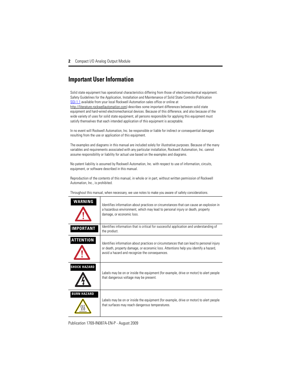 Important user information | Rockwell Automation 1769-OF4 Compact I/O Analog Output Module User Manual | Page 2 / 24