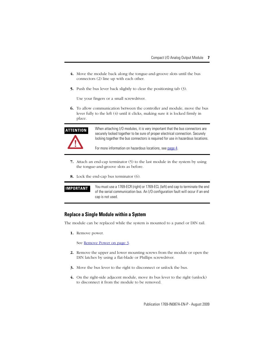 Replace a single module within a system | Rockwell Automation 1769-OF4 Compact I/O Analog Output Module User Manual | Page 7 / 24