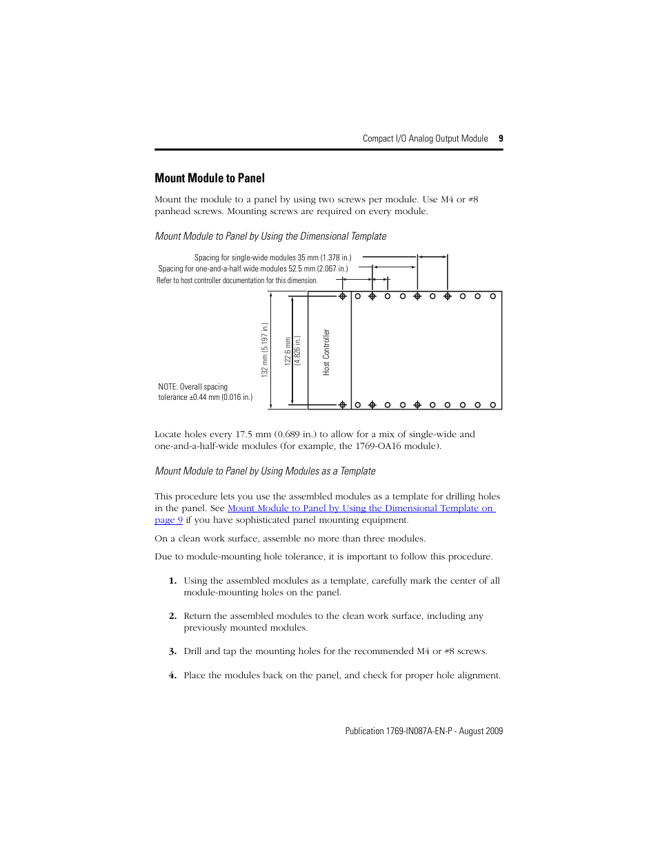 Mount module to panel | Rockwell Automation 1769-OF4 Compact I/O Analog Output Module User Manual | Page 9 / 24