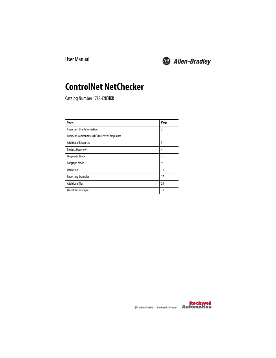 Rockwell Automation 1788-CNCHKR ControlNet NetChecker User Manual User Manual | 24 pages