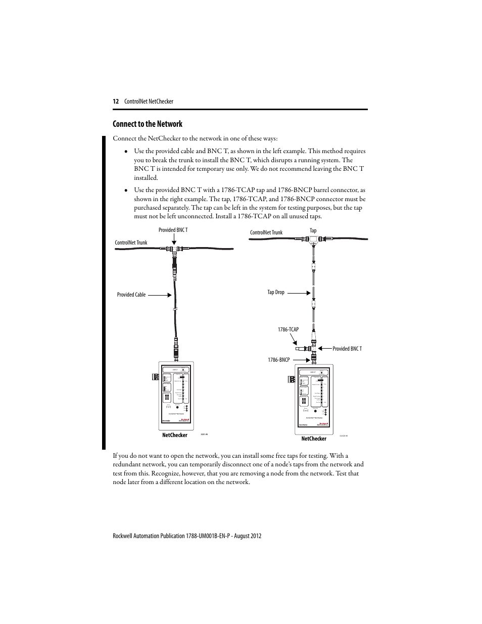 Connect to the network, Ext power 5vdc 0,25a | Rockwell Automation 1788-CNCHKR ControlNet NetChecker User Manual User Manual | Page 12 / 24