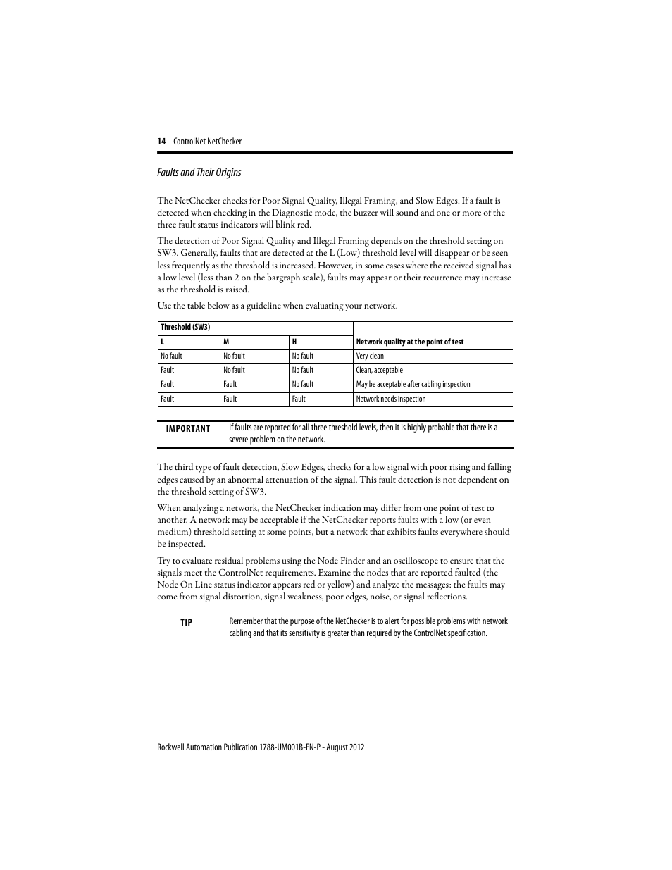 Faults and their origins | Rockwell Automation 1788-CNCHKR ControlNet NetChecker User Manual User Manual | Page 14 / 24