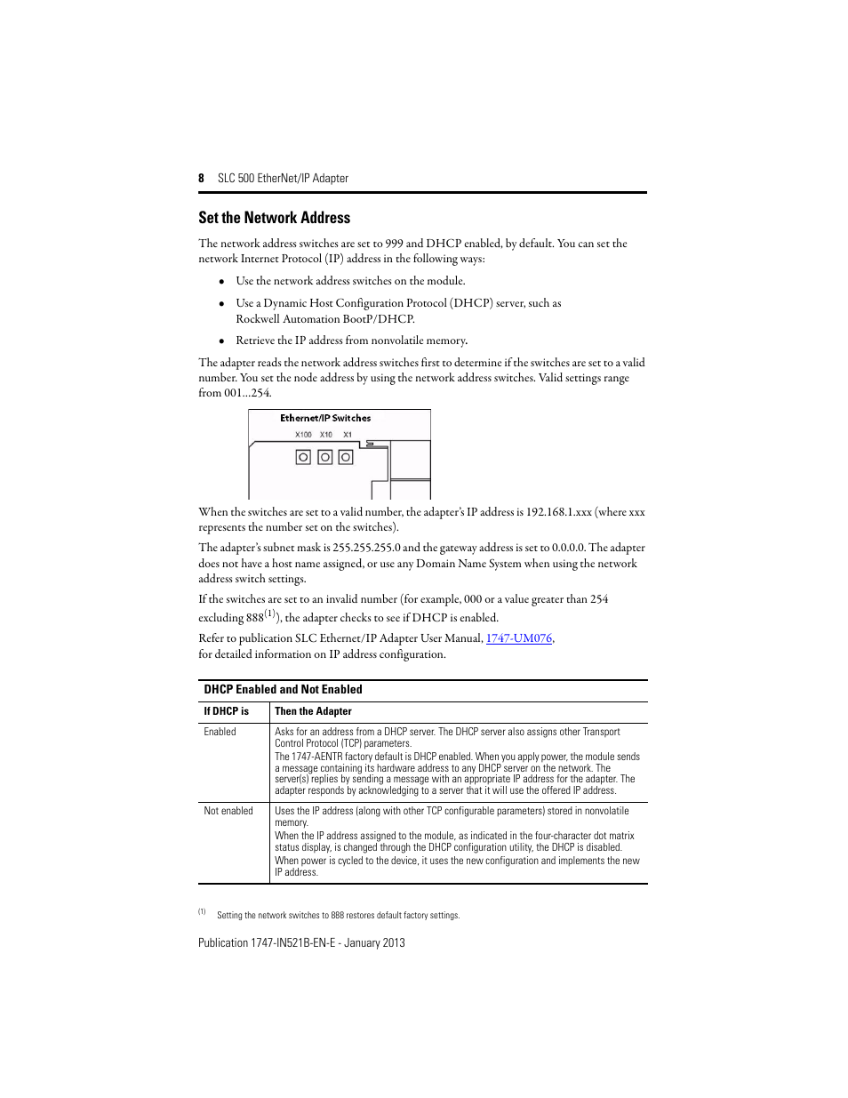 Set the network address | Rockwell Automation 1747-AENTR SLC to EtherNet/IP Adapter Installation Instructions User Manual | Page 8 / 20