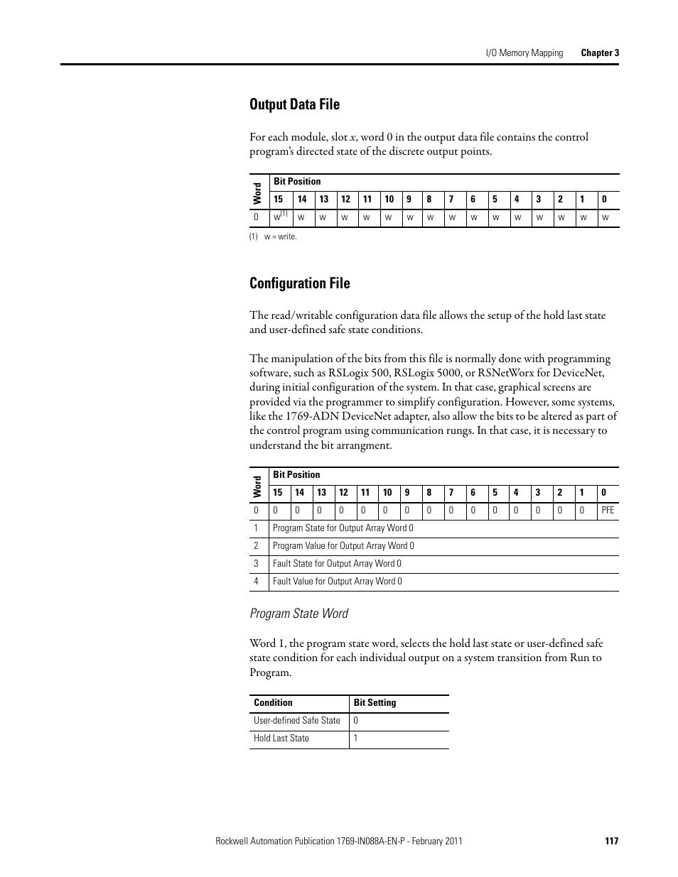 Output data file, Configuration file, Program state word | Rockwell Automation 1769-XXXX Compact I/O Modules  User Manual | Page 117 / 202