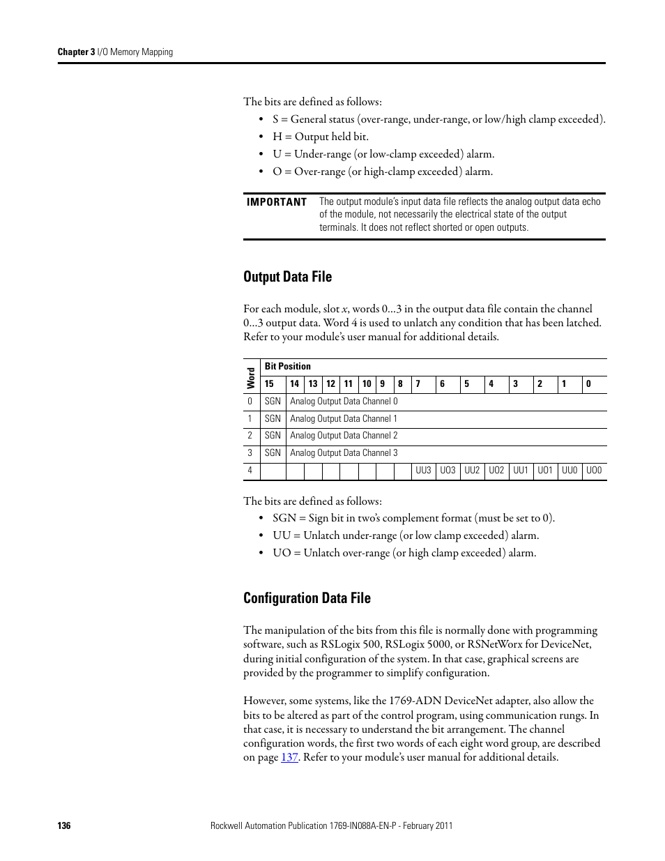 Output data file, Configuration data file, Output data file configuration data file | Rockwell Automation 1769-XXXX Compact I/O Modules  User Manual | Page 136 / 202