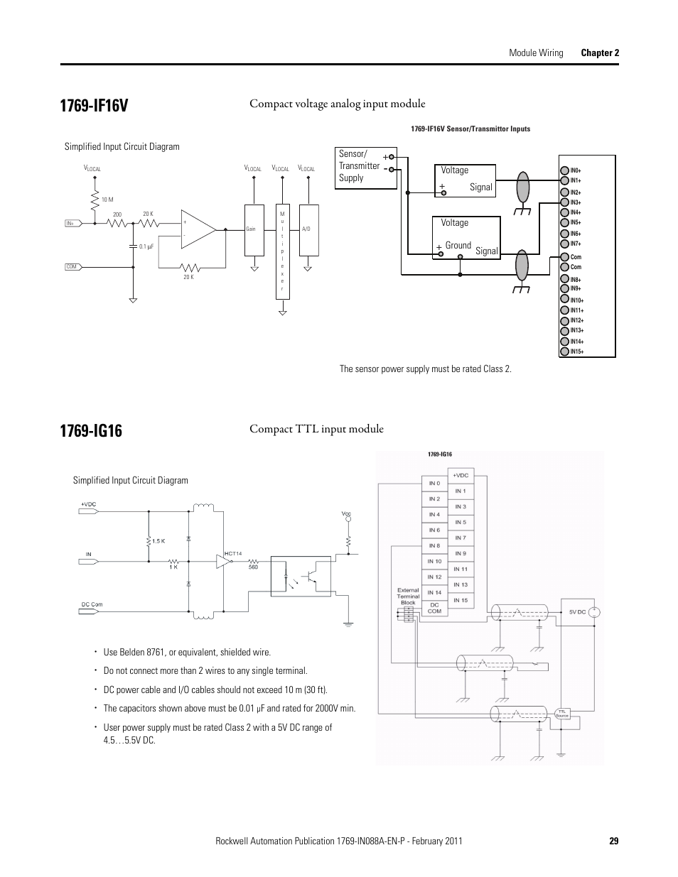 1769-if16v, 1769-ig16, 1769-if16v 1769-ig16 | Compact voltage analog input module, Compact ttl input module | Rockwell Automation 1769-XXXX Compact I/O Modules  User Manual | Page 29 / 202