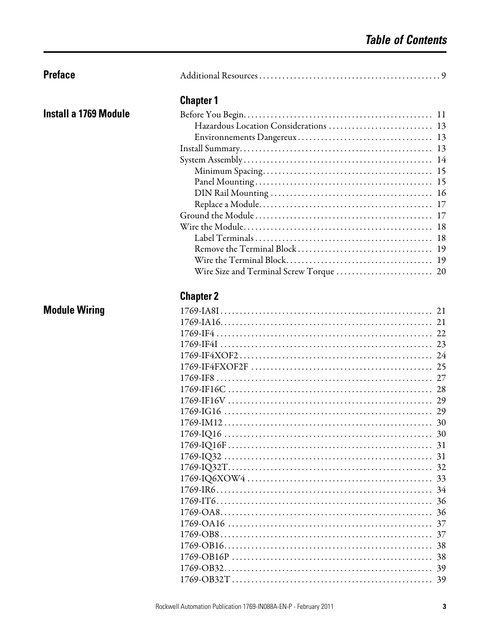 Rockwell Automation 1769-XXXX Compact I/O Modules  User Manual | Page 3 / 202