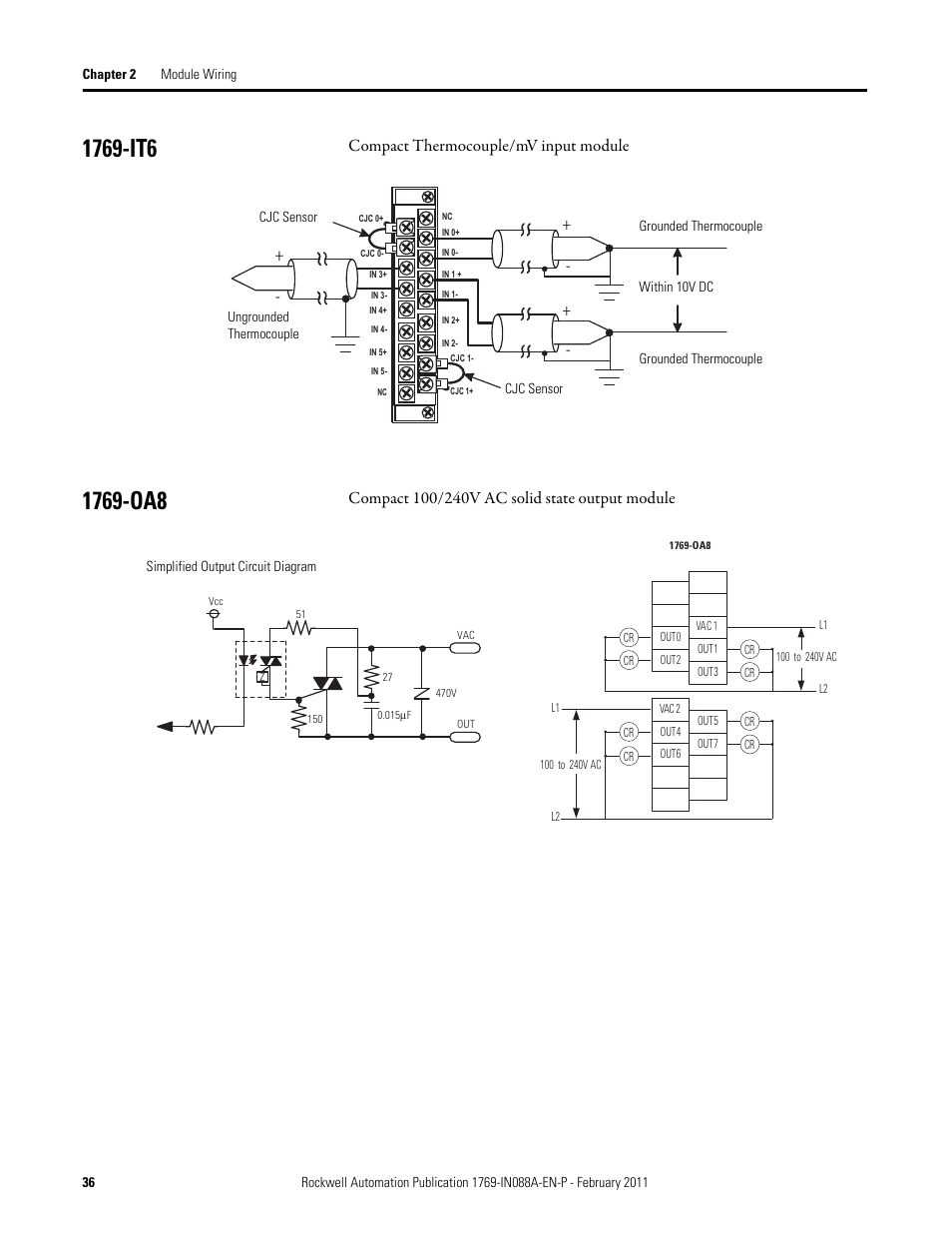 1769-it6, 1769-oa8, 1769-it6 1769-oa8 | Compact thermocouple/mv input module | Rockwell Automation 1769-XXXX Compact I/O Modules  User Manual | Page 36 / 202