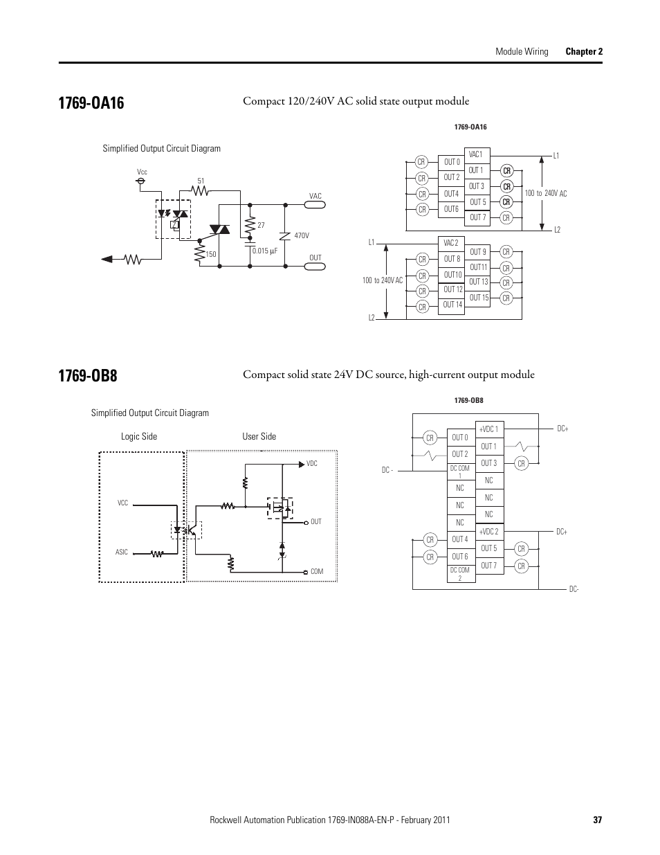 1769-oa16, 1769-ob8, 1769-oa16 1769-ob8 | Rockwell Automation 1769-XXXX Compact I/O Modules  User Manual | Page 37 / 202