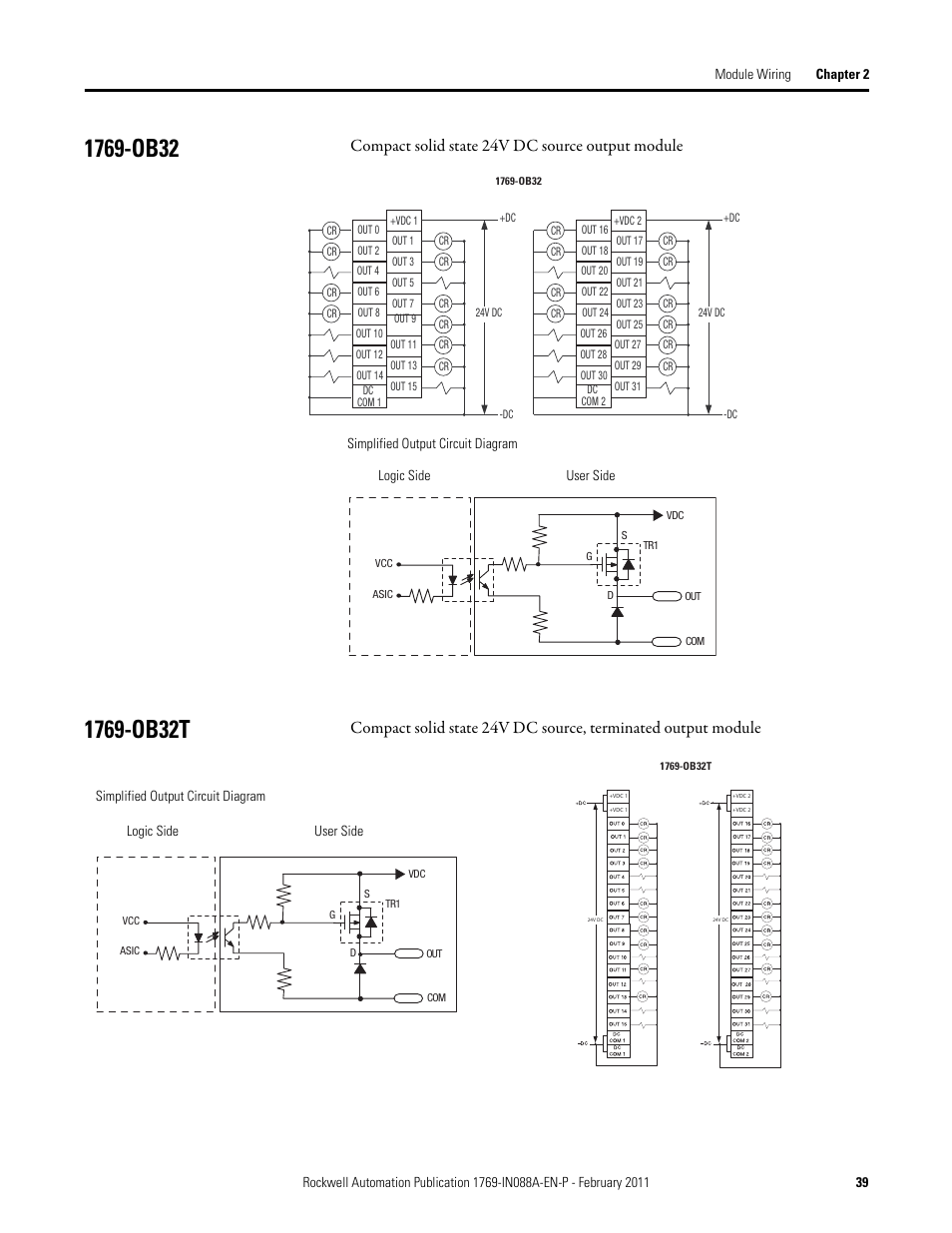 1769-ob32, 1769-ob32t, 1769-ob32 1769-ob32t | Compact solid state 24v dc source output module | Rockwell Automation 1769-XXXX Compact I/O Modules  User Manual | Page 39 / 202