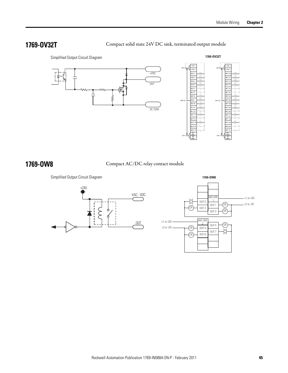 1769-ov32t, 1769-ow8, 1769-ov32t 1769-ow8 | Compact ac/dc relay contact module | Rockwell Automation 1769-XXXX Compact I/O Modules  User Manual | Page 45 / 202