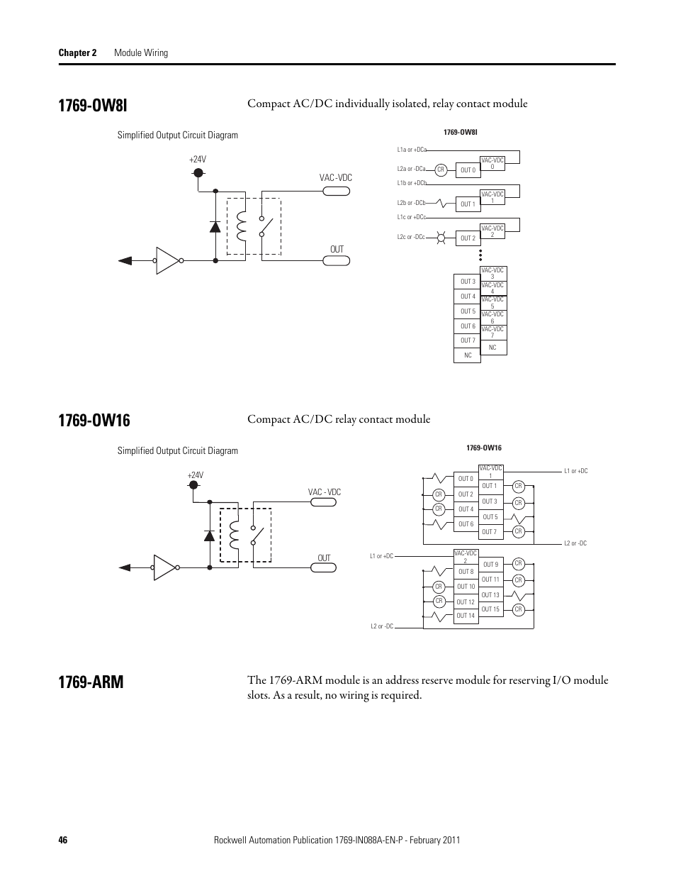 1769-ow8i, 1769-ow16, 1769-arm | 1769-ow8i 1769-ow16 1769-arm, Compact ac/dc relay contact module, Simplified output circuit diagram | Rockwell Automation 1769-XXXX Compact I/O Modules  User Manual | Page 46 / 202