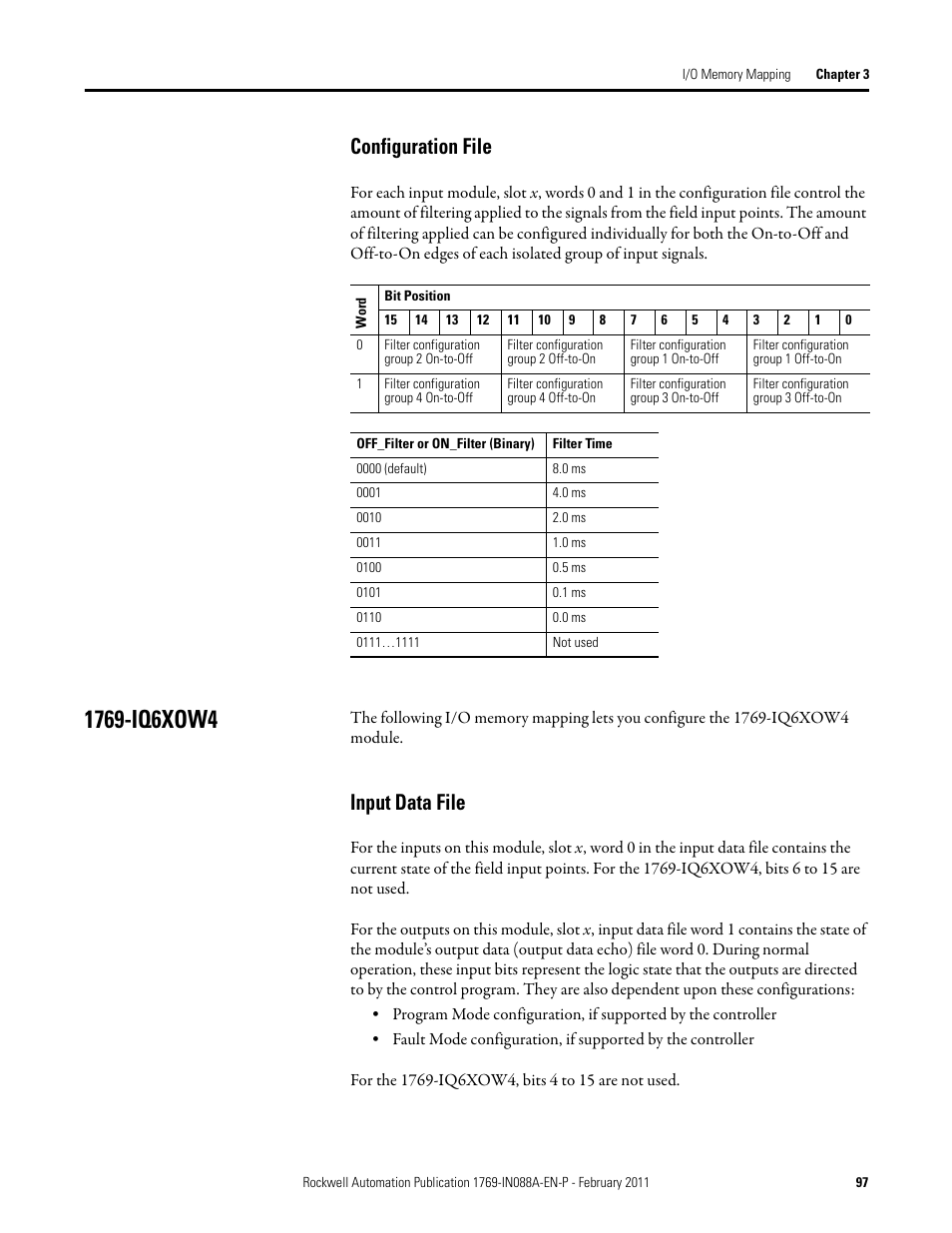 Configuration file, 1769-iq6xow4, Input data file | Rockwell Automation 1769-XXXX Compact I/O Modules  User Manual | Page 97 / 202