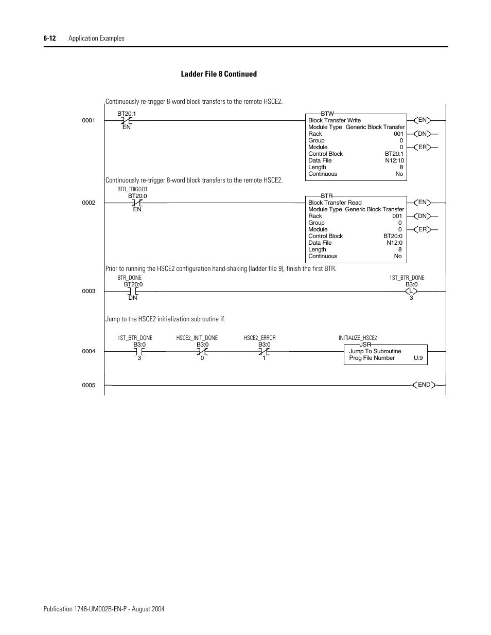 Ladder file 8 continued | Rockwell Automation 1746-HSCE2 Multi-Channel High Speed Counter Module User Manual | Page 104 / 140