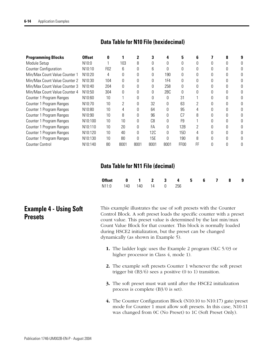 Example 4 - using soft presets, Example 4 - using soft presets -14 | Rockwell Automation 1746-HSCE2 Multi-Channel High Speed Counter Module User Manual | Page 106 / 140