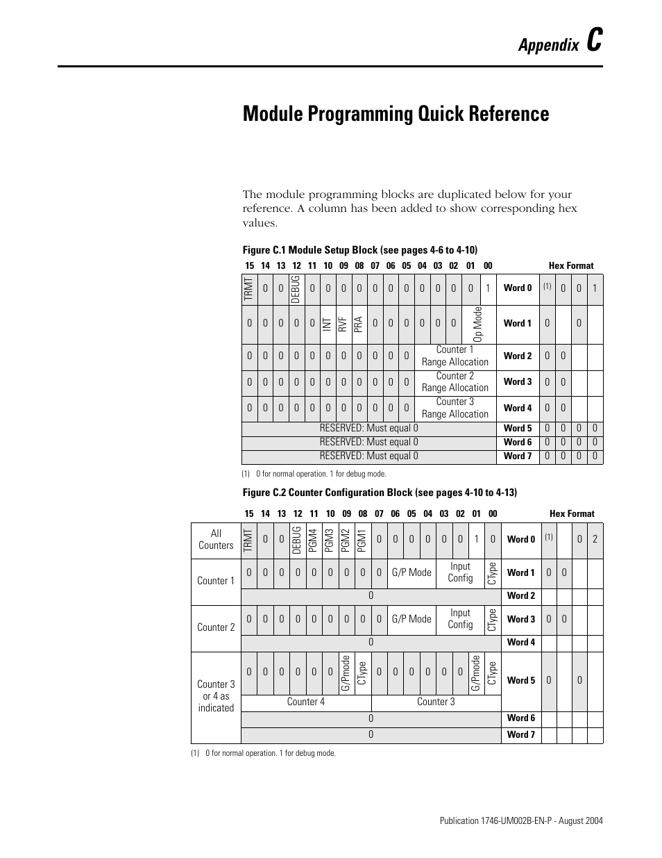 C - module programming quick reference, Appendix c, Module programming quick reference | Appendix | Rockwell Automation 1746-HSCE2 Multi-Channel High Speed Counter Module User Manual | Page 125 / 140