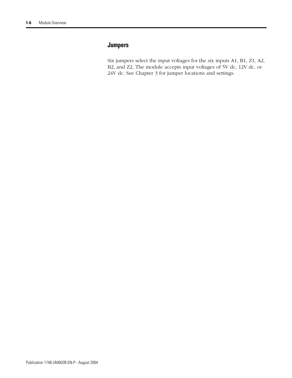 Jumpers -6, Jumpers | Rockwell Automation 1746-HSCE2 Multi-Channel High Speed Counter Module User Manual | Page 20 / 140