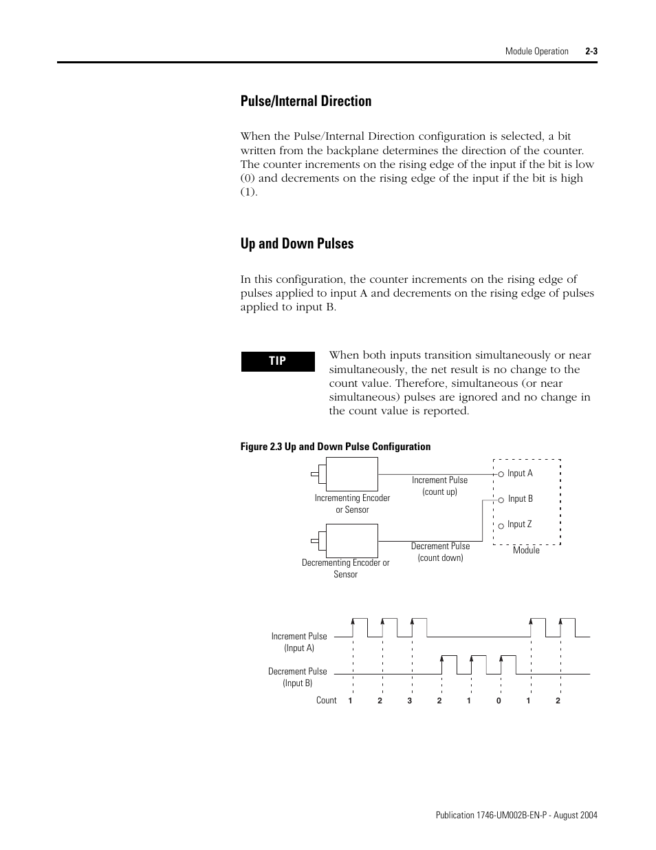 Pulse/internal direction -3 up and down pulses -3, Pulse/internal direction, Up and down pulses | Rockwell Automation 1746-HSCE2 Multi-Channel High Speed Counter Module User Manual | Page 23 / 140