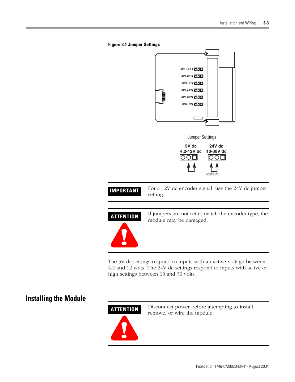 Installing the module, Installing the module -3 | Rockwell Automation 1746-HSCE2 Multi-Channel High Speed Counter Module User Manual | Page 43 / 140