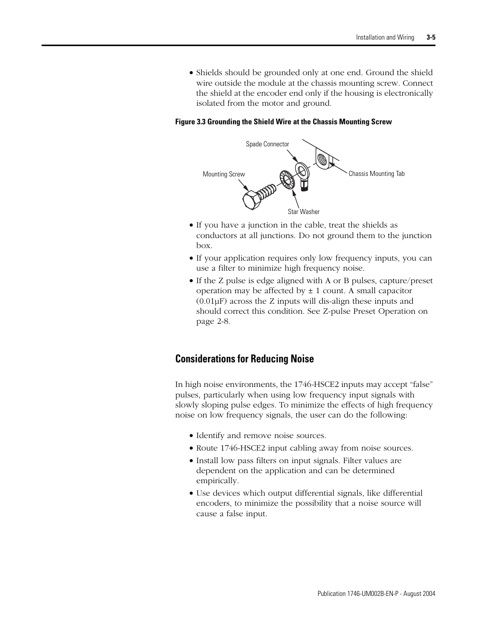 Considerations for reducing noise -5, Considerations for reducing noise | Rockwell Automation 1746-HSCE2 Multi-Channel High Speed Counter Module User Manual | Page 45 / 140