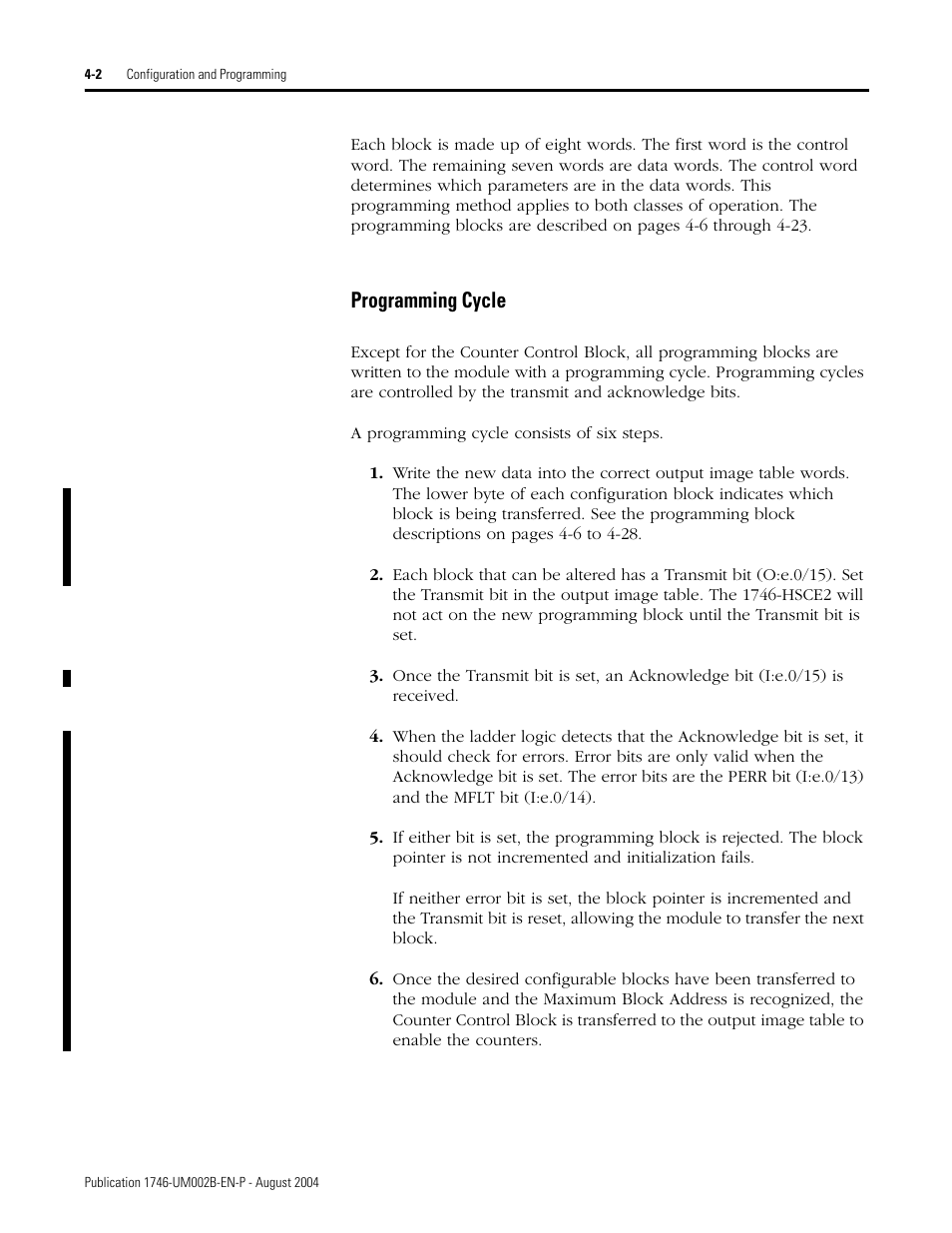 Programming cycle -2, Programming cycle | Rockwell Automation 1746-HSCE2 Multi-Channel High Speed Counter Module User Manual | Page 52 / 140