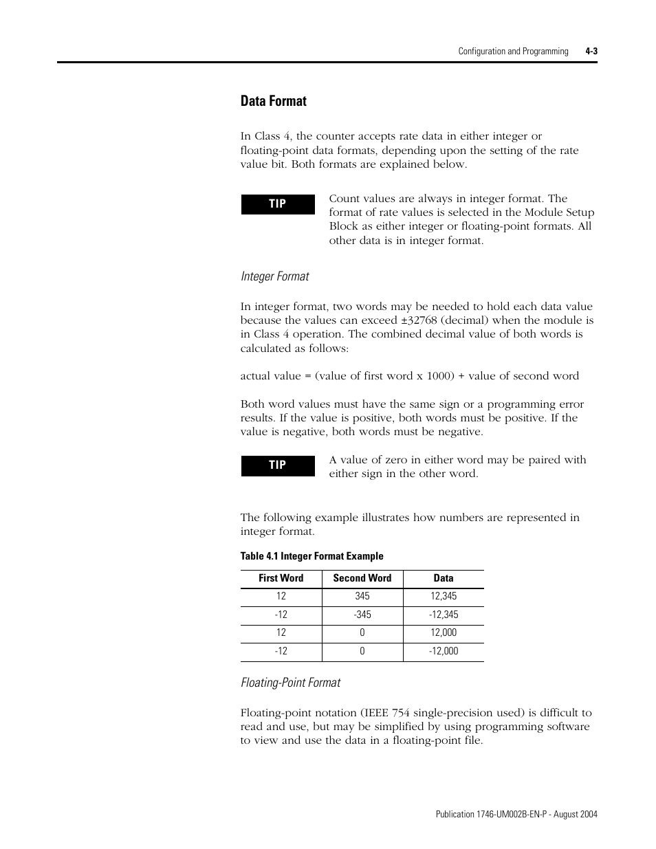 Data format -3, Data format | Rockwell Automation 1746-HSCE2 Multi-Channel High Speed Counter Module User Manual | Page 53 / 140